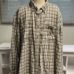 Men’s carhartt long sleeve button up shirt flame resistant